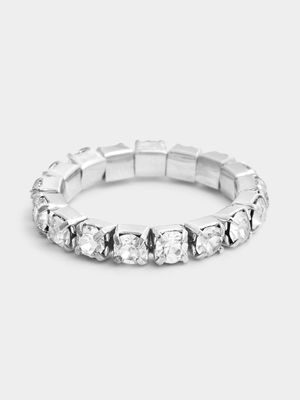 Silver Tone Eternity Stretchy Ring