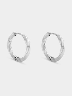 Stainless Steel Twisted Hoop Earrings