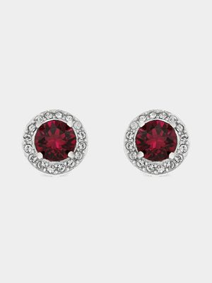 Sterling Silver Crystal Women's July Birthstone Stud Earrings