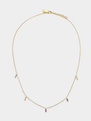 18ct Gold plated Nano stones station necklace