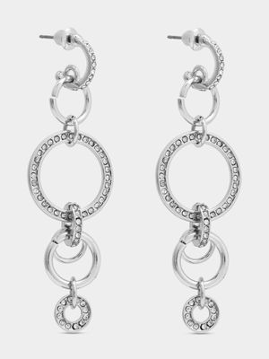 Silver Tone Multi Circle Drop Earrings