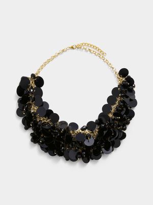 Black & Gold Multi Row Statement Necklace