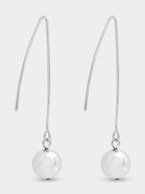 Silver Tone Ball Thread Earrings