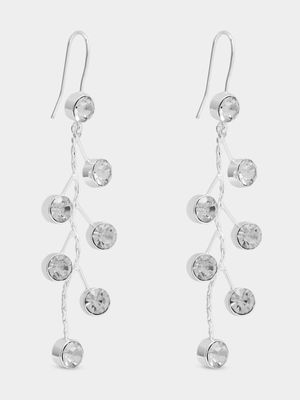 Silver Tone Stone Dangle Drop Earrings