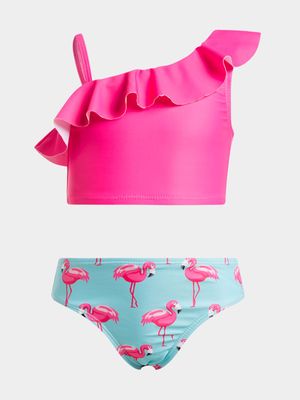 Jet Younger Girls Pink/Aqua Flamingo Bikini Set