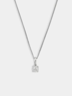 Sterling Silver Lab Grown Diamond Women’s Illusion Solitaire Pendant