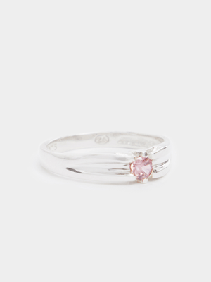 Sterling Silver October Birthstone CZ Morganite Pinky Ring