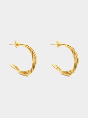 Stainless Steel 18ct Gold Plated Spring Twisted Hoops