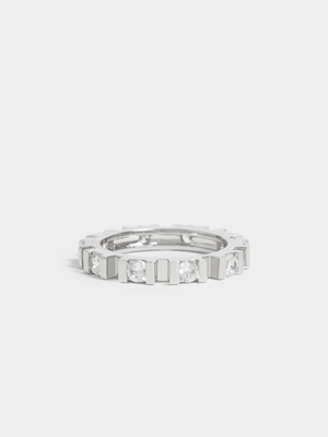 Rhodium Plated Bar Setting Full Eternity Ring