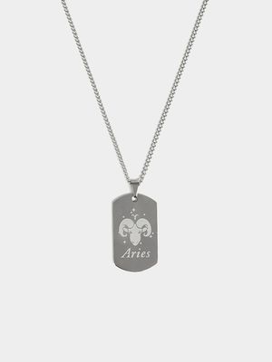 Stainless Steel Aries Dogtag Pendant on Chain