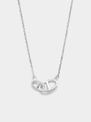 Sterling Silver oval with bar links necklace