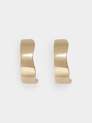 18ct Gold Plated Waved Edged Gold Hoops