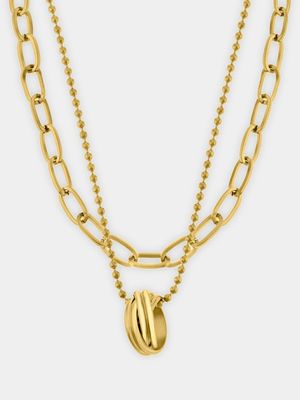 Stainless Steel 18ct Gold Plated Waterproof Chain & Pendant Set