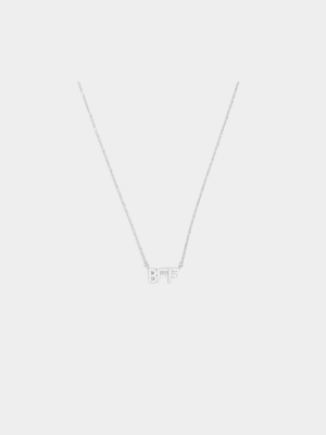 Sterling Silver CZ BFF Script Necklace