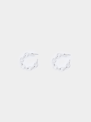 Rhodium Plated Chain Hoops