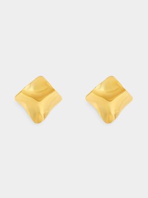 Stainless Steel 18ct Gold Plated Waterproof Abstract Stud Earrings