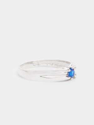 Sterling Silver September Birthstone Blue Spinel Pinky Ring