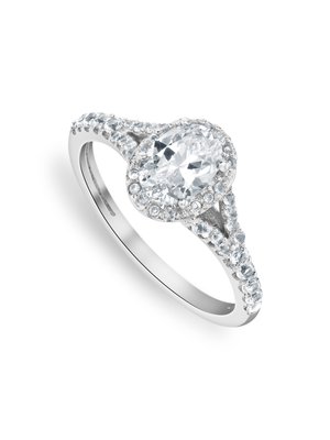 White Gold Moissanite Oval Halo Women’s Ring