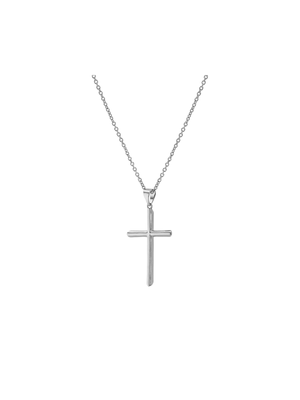 Silver Tone Brass Cross Pendant on Chain