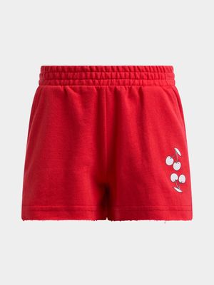 Jet Younger Girls Red Fleece Shorts