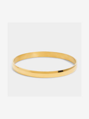 Stainless Steel 7mm Gold Plated Solid Bangle