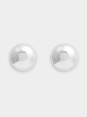 Silver Tone Statement Dome Stud Earrings