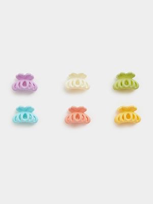 6pk Colourful Mini Claw Hair Clip Set