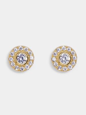 18ct Gold Plated Dainty stud with CZ's Earrings