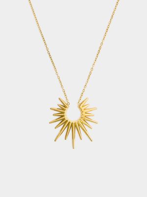 18ct Gold Plated Waterproof Stainless Steel Sunburst Pendant