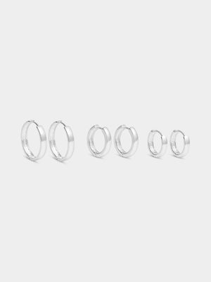 Silver Tone 3pk Sleeper Hoops