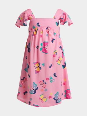 Younger Girl's Pink Butterfly Dress