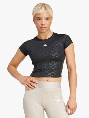 Womens adidas Hyperglam Black Short Sleeve Top