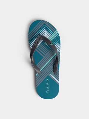 APX Stripe Printed Step Up Navy/Blue Flip-Flop