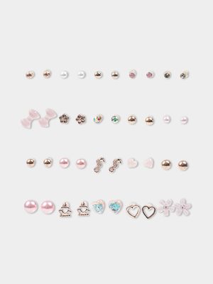 Girl's Rose Gold 20-Pack Stud Earrings