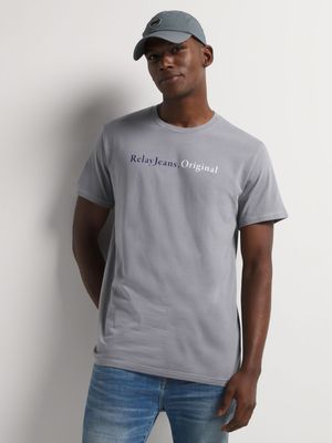 Men's Relay Jeans Basic Branded Grey Graphic T-Shirt