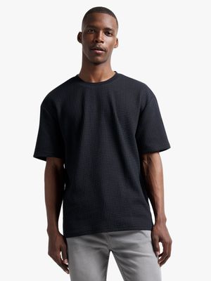 Men's Black Textured T-Shirt