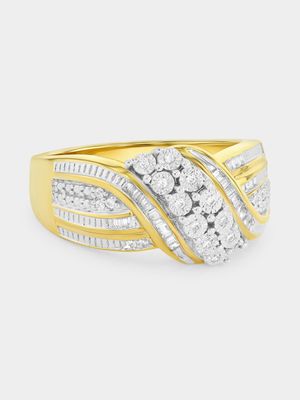 Yellow Gold Diamond Wave Ring