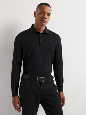 Fabiani Men's Black Bonded Hem Polo Golfer