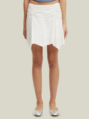 Women's Cotton On White Georgie Hanky Hem Mini Skirt