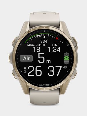 Garmin Fenix 8 43mm Sapphire, Soft gold with Fog grey/dark sandstone silicone band