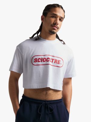 Socioculture Men's Relaxed Boxy White Crop T-shirt