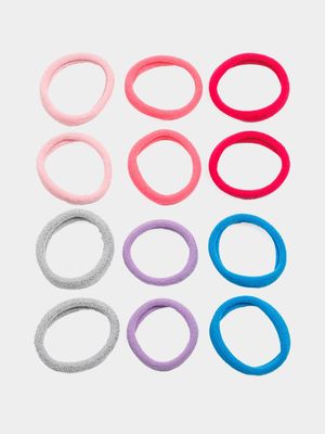 Girl's Blue & Pink 12-Pack Hair Elastics