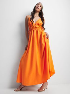 Women's Orange  Maxi Dress