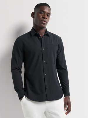 Fabiani Men's Slimfit Black Pocket Shirt