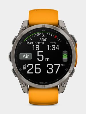 Garmin Fenix 8 47mm Sapphire, Titanium with Spark orange/graphite silicone band