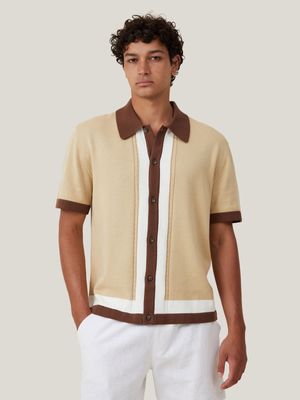 Men's Cotton On Beige Pablo Short Sleeve Shirt