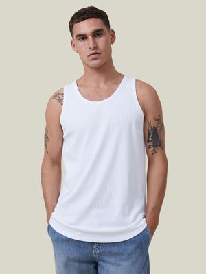 Men's Cotton On White Loose Fit Rib Tank Top