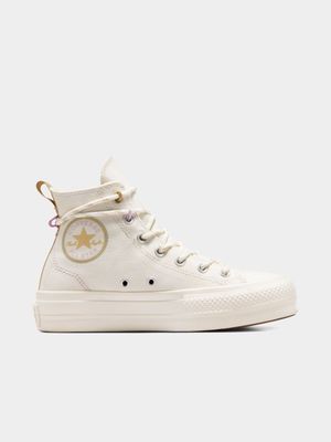 Converse Women's CTAS Lift Platorm Jacquar Cream Sneaker