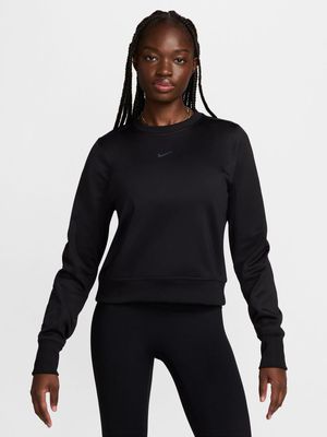 Womens Nike One Therma-Fit Black Crew Sweatshirt