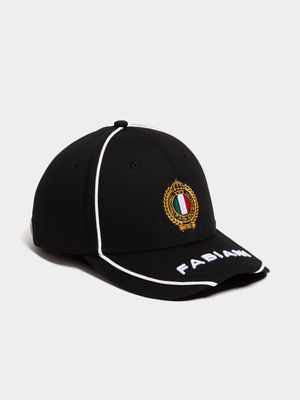 Fabiani Men's Black Piping Crest Cap